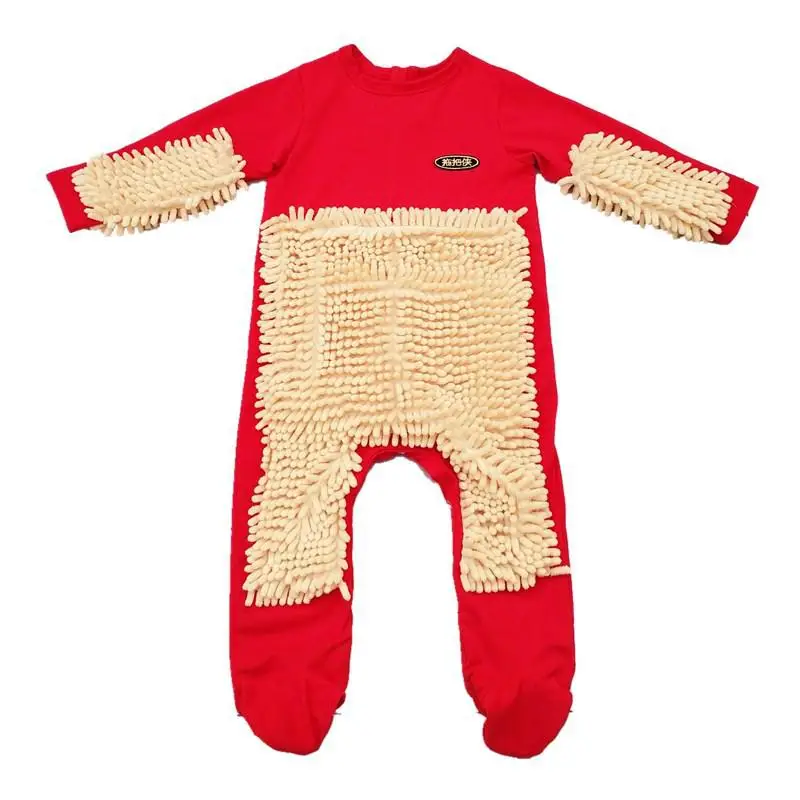 Foot Cover red Детский Практичный комбинезон для уборки пола; сезон весна-осень; одежда для ползания; цельнокроеная одежда; Детский комбинезон из синели - Цвет: Foot Cover red