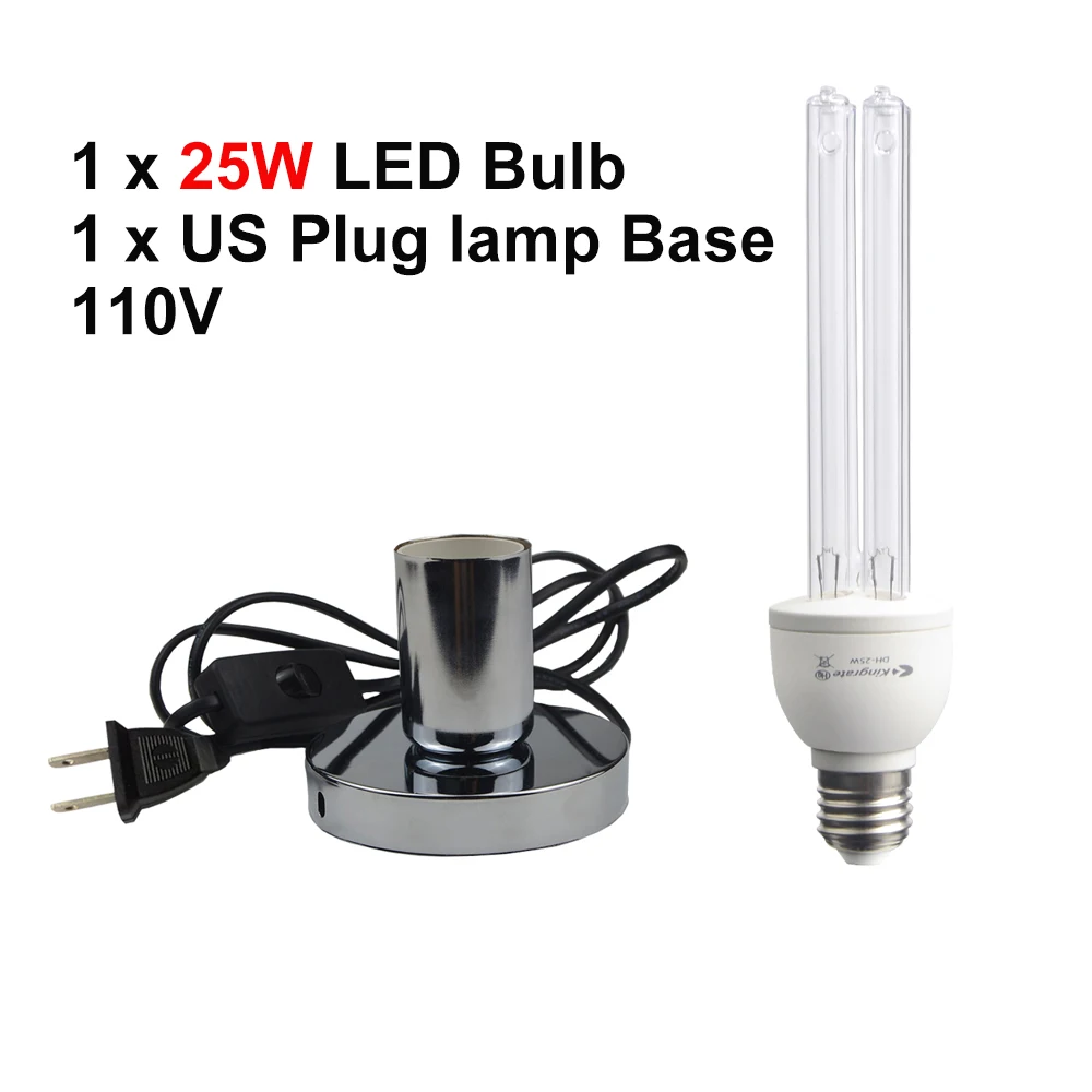 25W With US Plug 15/25 Вт E27 УФ бактерицидные кварцевая лампа дезинфекция озоном стерилизатор светильник дома убить с защитой от клеща стерилизация UVC Светодиодный УФ-лампа - Мощность в ваттах: 25W With US Plug