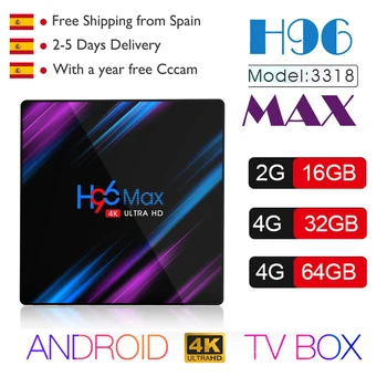 

Android 9.0 TV Box H96 Max Rockchip RK3318 4K Smart TV Box 2.4G&5G Wifi BT4.0 H96Max 4GB 64GB Media Player Android Set Top Box