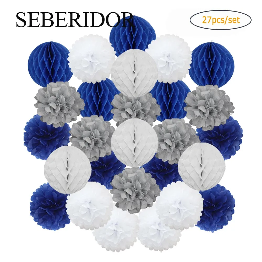 Round Paper Ball Honeycomb Tissue Pompom 6" 8" 10" Christmas Wedding Baptism Birthday Party Decoration