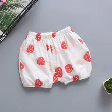 Штанишки для маленьких девочек штаны-шаровары с разноцветными фруктовыми резиновыми лентами, большие штаны на подгузник одежда из хлопка газовая одежда для малышей, штаны шорты для девочек