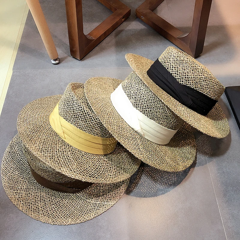 Topi Jerami Lebar Buatan Tangan Mode 