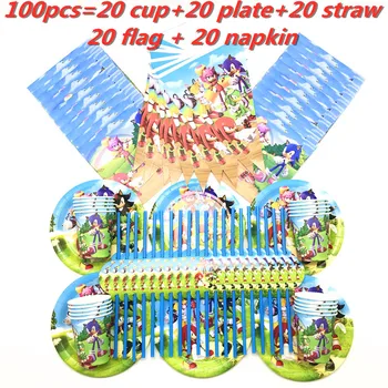 

Hot Cartoon Sonic the Hedgehog Kids Baby Shower Party Decoration Paper Napkins Banners Straws Cup Plates Birthday Party Supplies