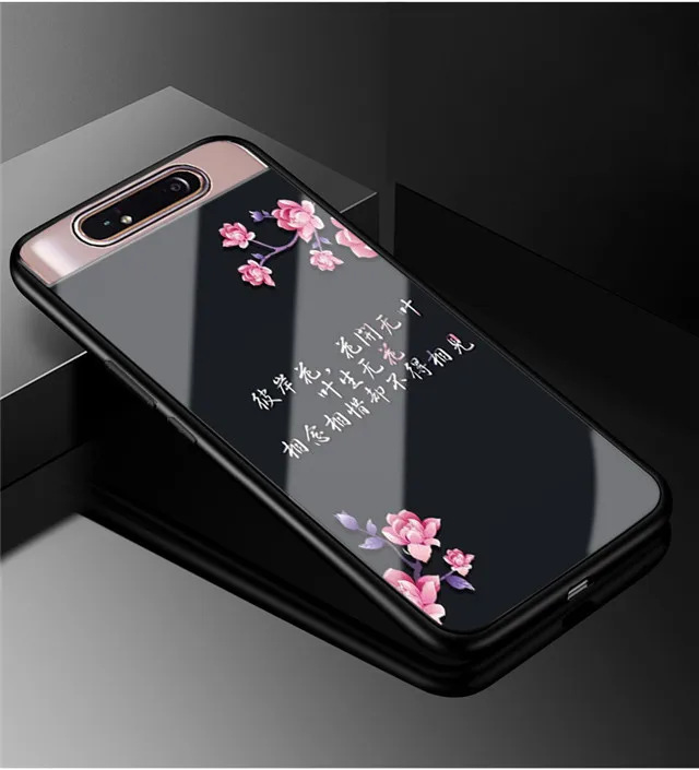 46 Для samsung Galaxy A80 чехол 6,7 ''закаленное стекло твердая задняя крышка для samsung Galaxy A90 A 80 мягкий чехол для телефона бампер - Цвет: 46