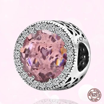 

YSH new 100% 925 sterling silver Pink Zircon Beads charms Fit original Europe bracelet 2020 women DIY jewelry gift free shipping