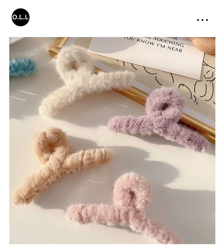 Women Plush Hair Claws Fashion Hair Clips Female Hair Crabs Soft Girl Hairgrips Elegant Headwear Woman Hair Accessories Ornament cute headbands for women