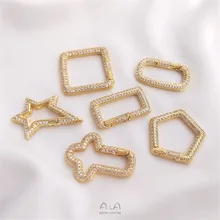

Zircon 18K gold geometric springing star cross DIY pendant