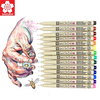 SAKURA Needle Pen Set Waterproof Drawing Manga Pigma Micron Liner Brush Pens Hook Line Graphic Markers Art Supplies tanie i dobre opinie w 3 kolorach 6 kolorów pudełko Markery do malowania Zestaw