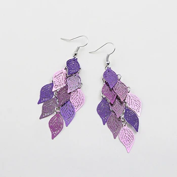 

Fashion Multicolor Leaf Earrings 9 Leaves Long Drop Dangle Earrings for Women Boho Plant earings Elegant Party Jewelry Gift D5