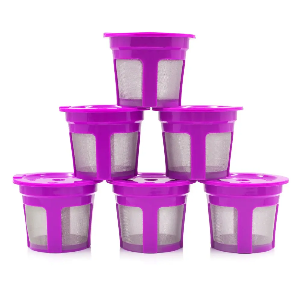 

6Pcs Refillable Coffee Capsules Filter Mesh K Cup Baskets Reusable Dripper for Keurig 2.0 Coffee Machine Accessories
