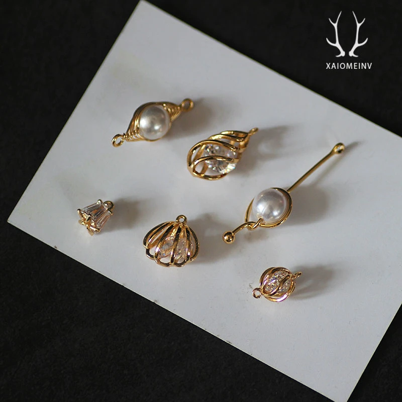 

6pcs Zircon 2020 Earrings Pendant Diy Jewelry Accessories Electroplated Pearl Hot-sales Vintage Statement Irregular Geometric