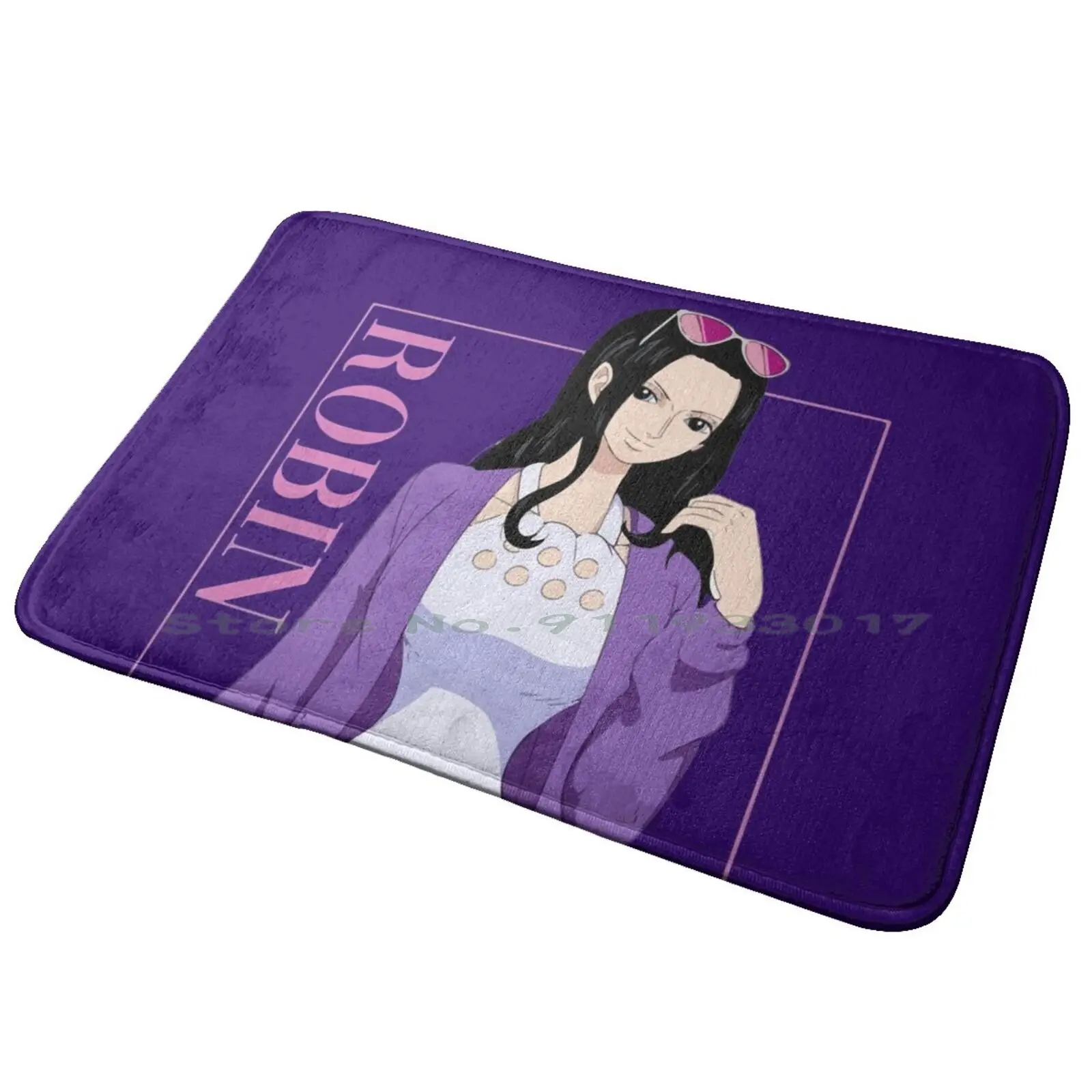 

Nico Robin Entrance Door Mat Bath Mat Rug Japanese Style Pink Maneki Neko Anime Lucky Cats Kitten Kitty Sakura Cute Womens