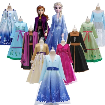 

Girl Elsa Dress 2 Set For Girl Snow Queen Princess Cosplay Kids Anna Christmas Costume Children Halloween Party Girl Clothing