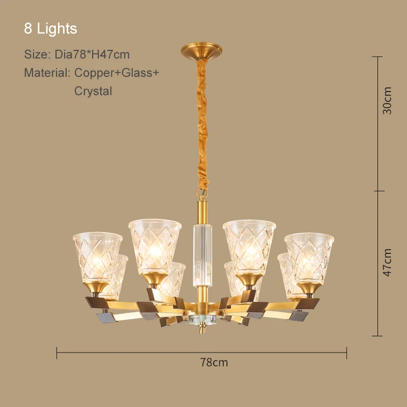 Gold 8 Lights Люстра светильник ing led люстры потолочный светильник s американский стиль медный светильник для гостиной столовой дома спальни - Цвет абажура: Gold 8 Lights