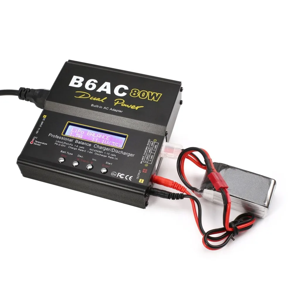 B6AC 80W 6A Lipo NiMh Li-ion Ni-Cd AC/DC RC Balance Charger 10W Discharger for RC Car Helicopter Drone Airplane Battery