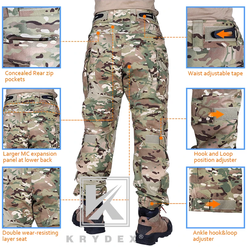 KRYDEX Тактический BDU G3 боевые штаны Мультикам CP стиль Battlefield штурмовые брюки BDU Униформа w/наколенники для военной охоты