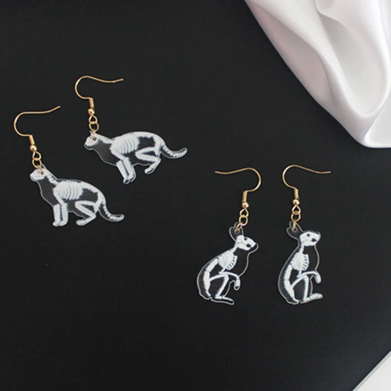 

New Creative Transparent Animal Skeleton Drop Earring Mouse Rabbit Penguin Bird Pig Cat Acrylic Earrings For Women Party Jewelry