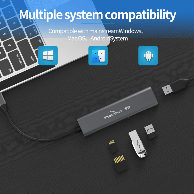 Blueendless usb c hub USB3 1 Type C and USB A to 5 port USB3 0 4