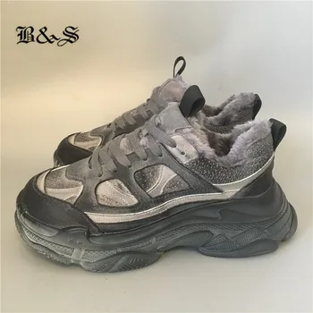 

2019 Black& Street women winter warm plush inner high heel increase platform Boots retro thick sole Queen style shoes