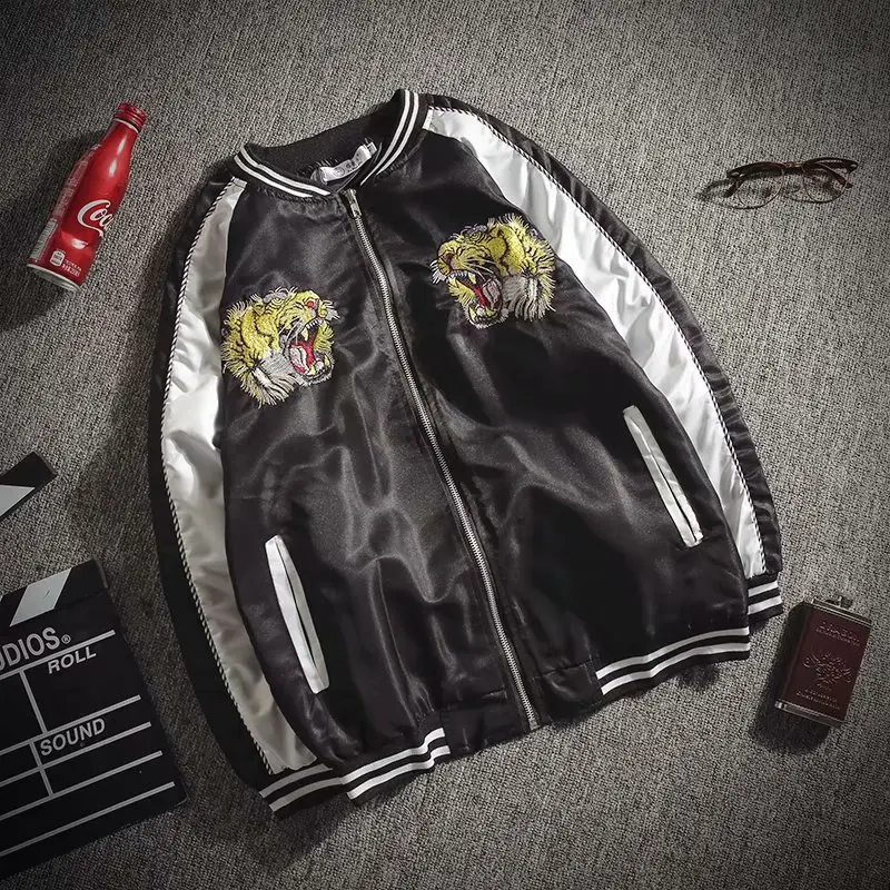 

Jackets Men Embroidery Pockets Leisure Loose Patchwork Hip Hop Jacket Mens Zipper Korean Style Ulzzang Students Chic Overcoats