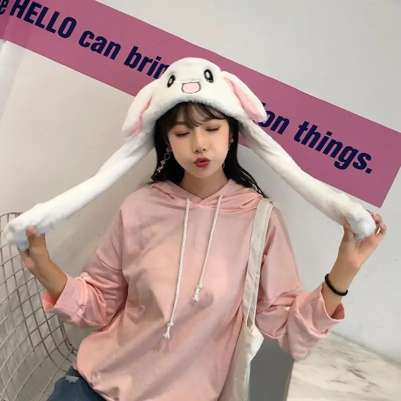 Newly Cute Bunny Plush Hat Funny Playtoy Ear Up Down Rabbit Gift Toy for Kids Girls Girlfriend Toy Gift