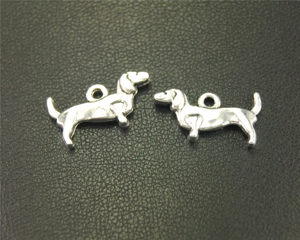 15 шт. античные серебряные украшения с собаками виппе собака породы борзая кулон для браслета брелока Diy ювелирные аксессуары - Окраска металла: A1925-11x29mm