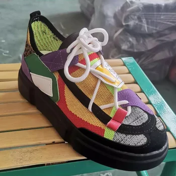 

Soft PU Summer Shoes Woman Sneakers Breathable Casual Sneakers Women 2020 Platform Shoes Women Mixed Colour Ladies Shoe