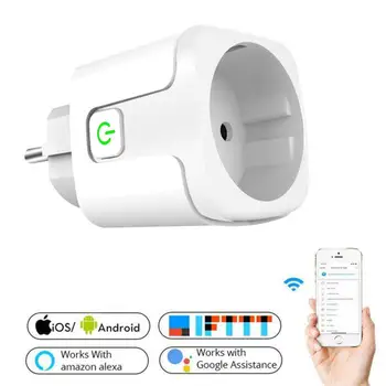 

EU Plug 16A WIFI Wireless Remote Socket Smart Timer Plug Voice Control EU Home Fire Retardant PC Smart Power Socket