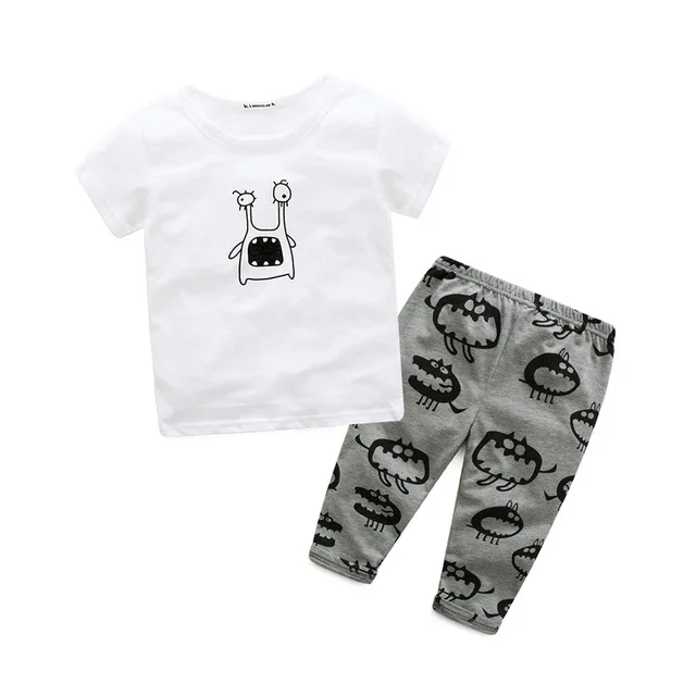 Одежда для маленьких девочек, одежда со слонами, футболка с принтом+ штаны в полоску, комплект одежды для маленьких мальчиков, одежда для новорожденных - Цвет: 2
