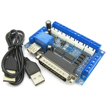 

2019 5 Axis CNC Breakout Board Stepper Motor Driver MACH3 Parallel Port Control Module Controller with Optical Coupler USB Cable
