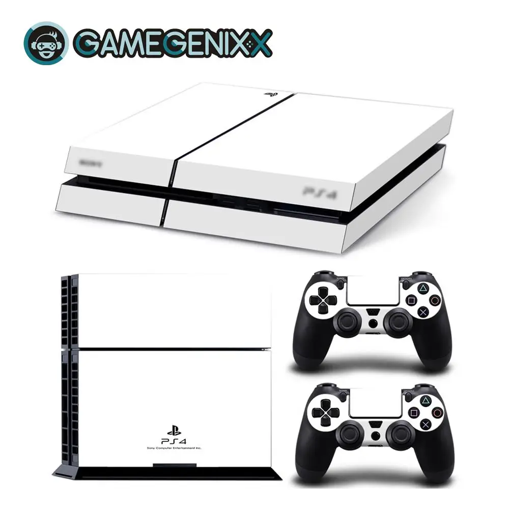 Наклейка на кожу GAMEGENIXX Виниловая наклейка для консоли PS4 и 2 контроллера-чистый белый