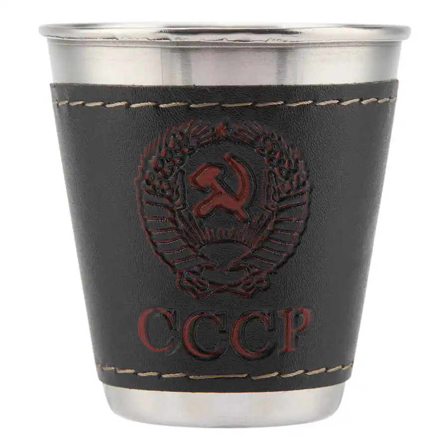 4 шт. чашки для вина прилагается PU кожаный чехол 70 мл Мини нержавеющая сталь чашка
