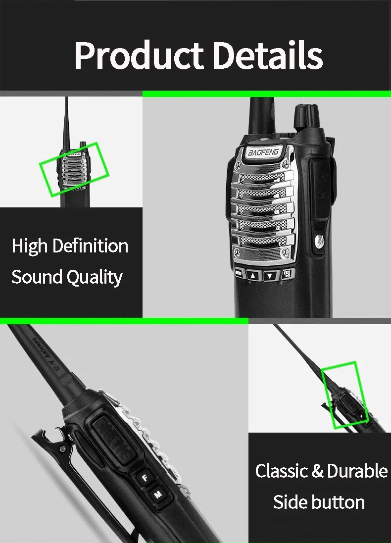 2 шт. Baofeng UV-8D рация 8 Вт Высокая мощность 128 каналов 400-480 МГц Портативный Boafeng двухстороннее радио
