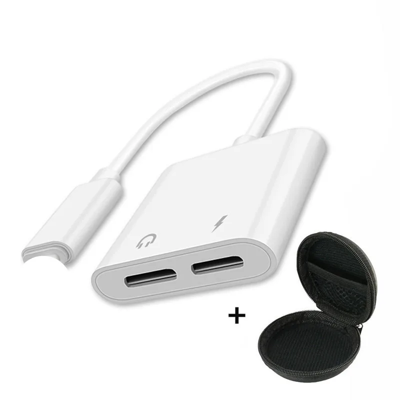 white with bag 2 в 1 двойной для lightning Jack Aux кабель для наушников для iPhone XS Max X 8 7 Plus двойные наушники аудио Зарядка адаптер IOS 12,3 11 - Цвет: white with bag