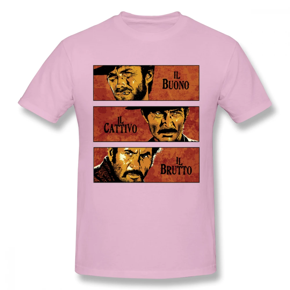 Хлопковая качественная футболка с надписью The Good The Bad And Ugly для мужчин Il buono brutto cattivo, уникальная футболка Swag - Цвет: Розовый