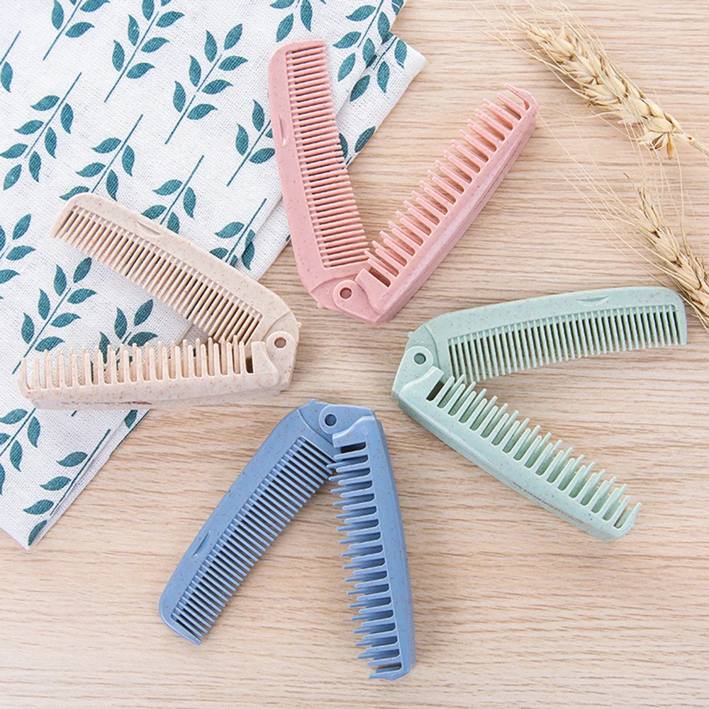 Portable Foldable Hair Comb Brush Anti-static Hairbrush Portable Travel Hair Brush Wheat Straw Folding Hairdressing Styling Tool