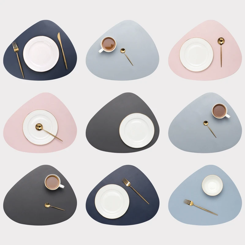 Leather Placemat Tableware Pad Oil Water Resistant Heat Insulation Non-Slip Tablemat Coaster Set for Kitchen Washable Cup Pads