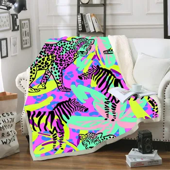 

Tiger Lepoard Print Sherpa Fleece Blanket for Adult Teens Animal Coral Fleece Throw Blanekt Gift Blanket on Sofa Bed Couch Cover