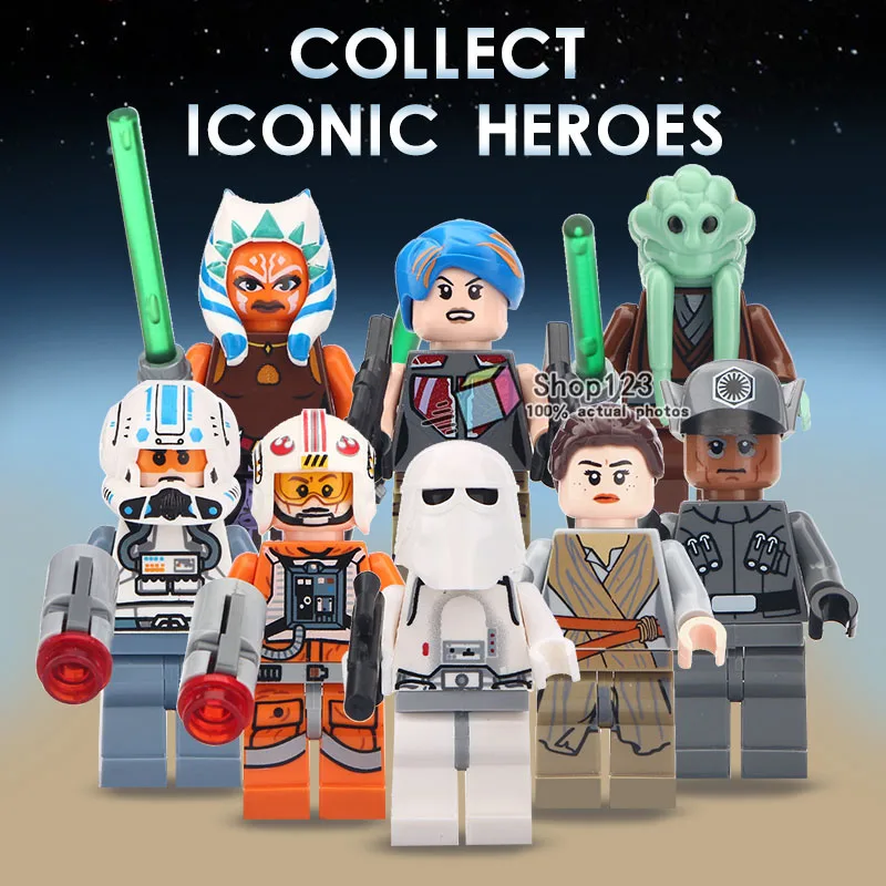 80 шт./лот Han Solo женский пилот Quay Tolsite Obi-wan rober Poe Dameron строительные блоки игрушки для детей - Цвет: Дерево