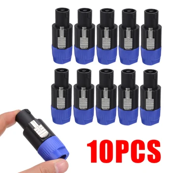 

10pcs/pack Speaker Plug 4-pin Speaker Cable Connectors With Lock Professional Audio Cable Compatible Plug Adapters