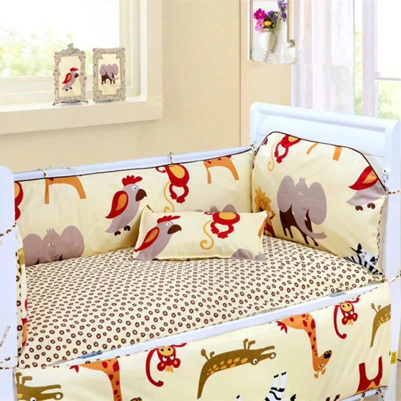 Parure De Lit Pour Bebe Lot De 6 Pieces Protege Les Chocs Drap Et Housse D Oreiller Pour Enfants En Bas Age Aliexpress