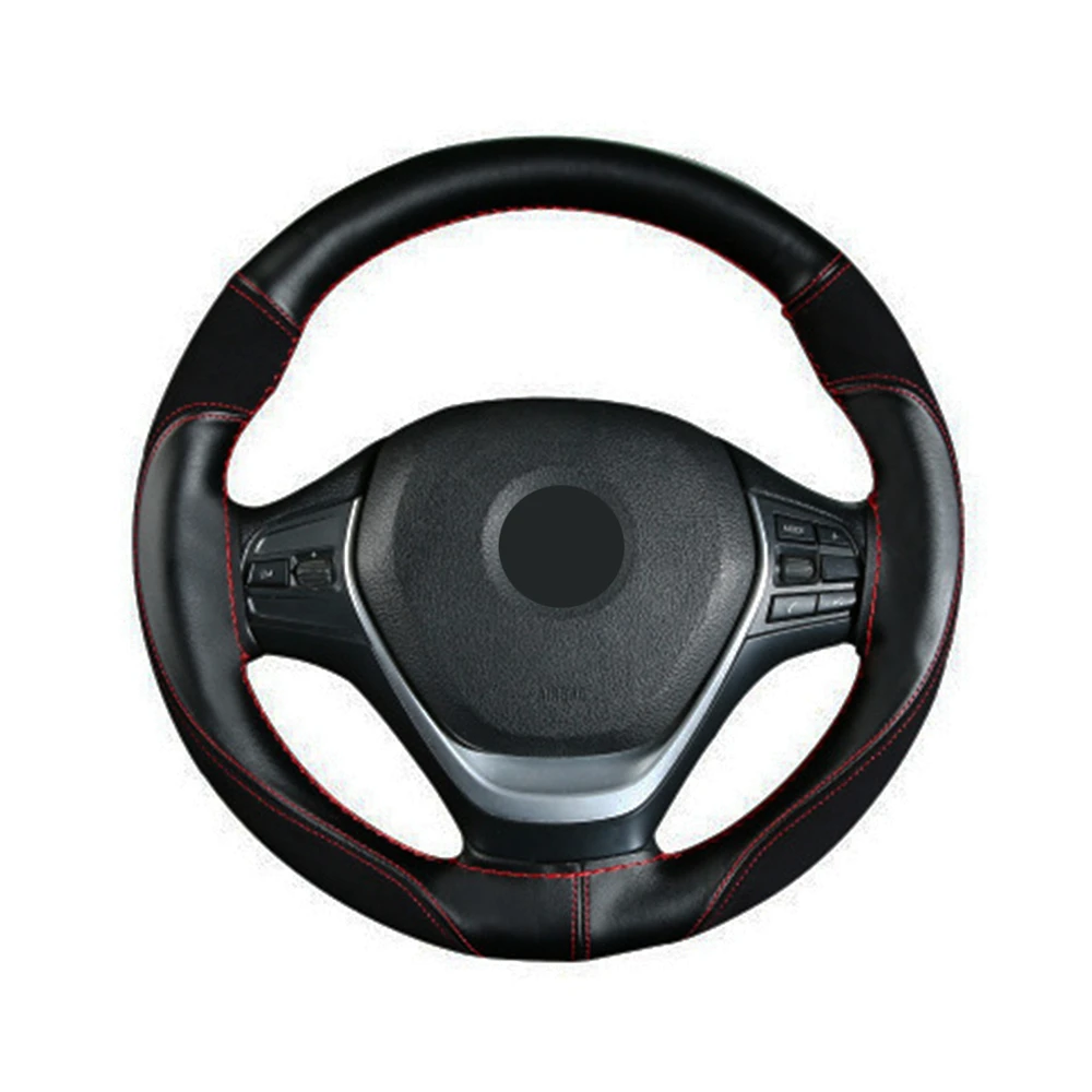 

Braid On Steering Wheel Car Steering Wheel Cover 38 CM soft Suede Artificial Leather With Needle and Thread Car Accessories