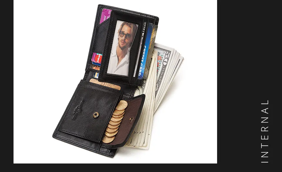 KAVIS Rfid гравировка натуральная кожа кошелек мужской кошелек портмоне портфель мужской Cuzdan Perse держатель для карт для имени