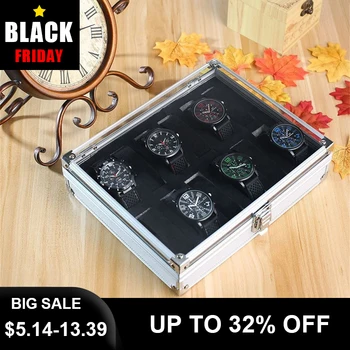 

12 Grids Watch Box Watch Case Holder Organizer Storage with Lock for Quartz Watches Jewelry Boxes Display Best Gift