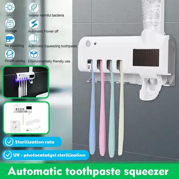 

Solar UV Light Intelligent Toothbrush Holder Sterilizer Toothpaste Dispenser Multifunctional Ultraviolet Antibacteria Holders