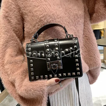 

Women 23019 pu Leather small handbags Famous Brand rivet bag Shoulder Bag For Lady High Quality With Female Girls Messenger Bags