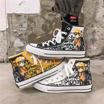

2020 spring and summer men's high-top canvas shoes graffiti shoes Korean wild sports casual men's shoes