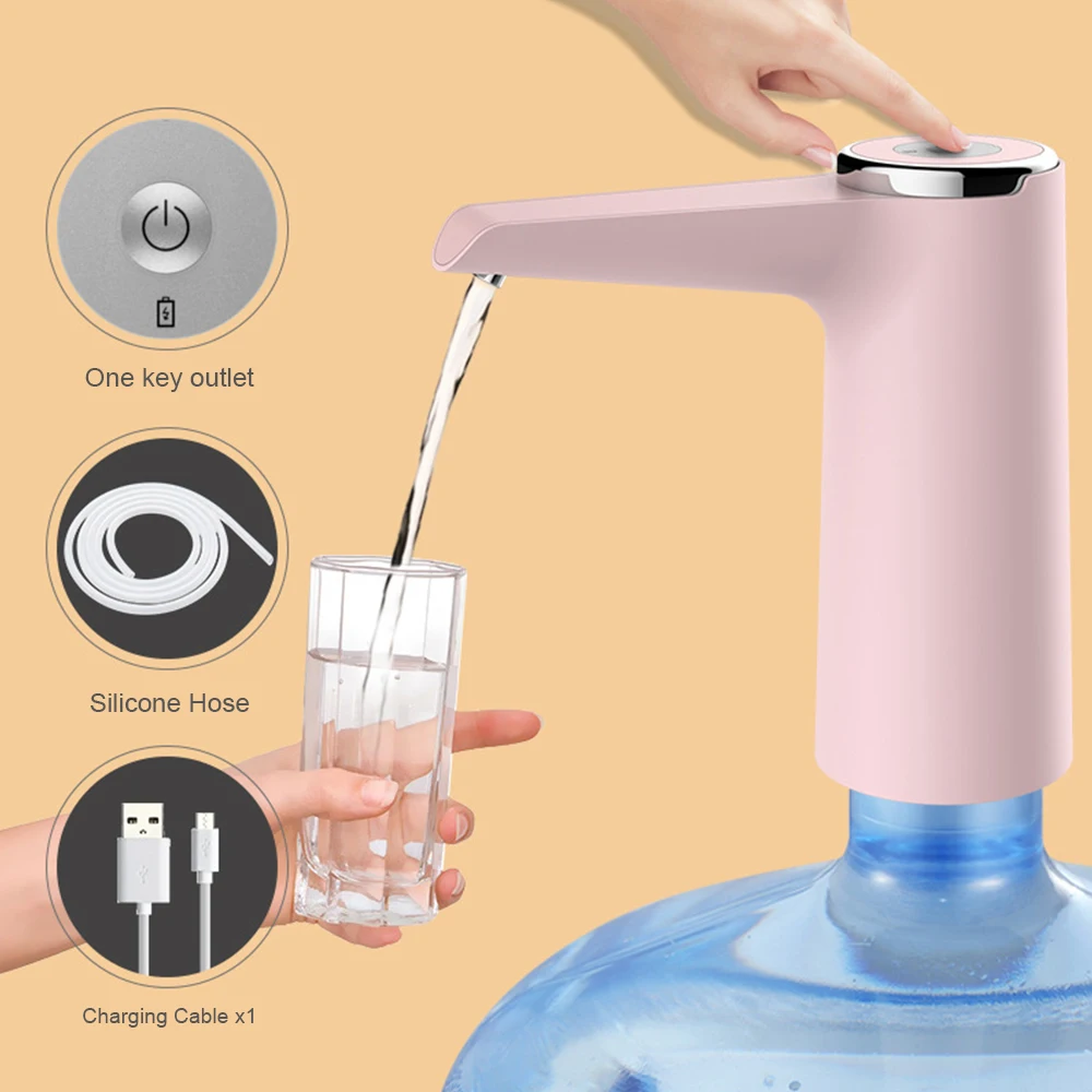 pink Автоматический Электрический водяной насос, Диспенсер, USB перезаряжаемый портативный водяной насос, Диспенсер, галлон, бутылка для питья, зеленый/розовый/белый - Цвет: pink