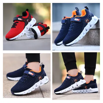 

Spring Autumn Flying Weaving Breathable Mesh Children Casual Shoes With Loop Fasteners Design,Boys Solid Color Low Band Shoes