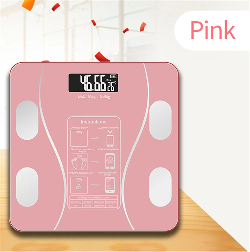Cute Pink Magic Array Bathroom Scale LCD Display Electronic Digital Scale  Body Weighing Scale Smart Body Fat Balance Floor Scale - AliExpress